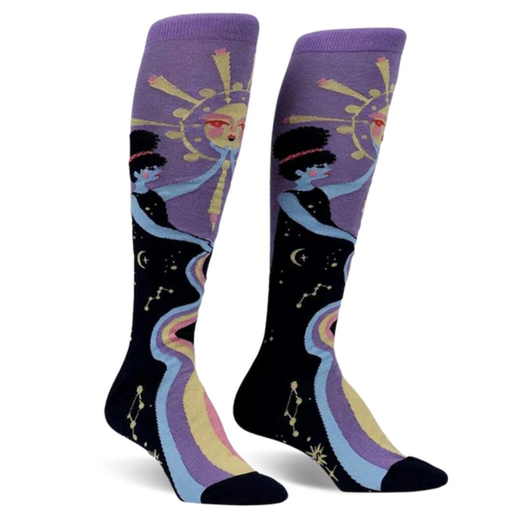 SOCK IT TO ME Cosmic Connection Ethereal Bohemian Knee High Socks NWT